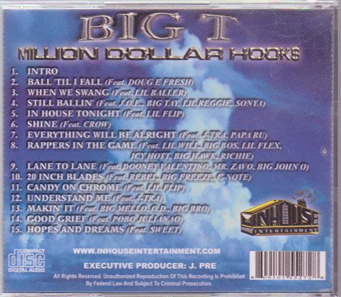 Million Dollar Hooks by Big T (CD 2001 In House Intertainment) in 